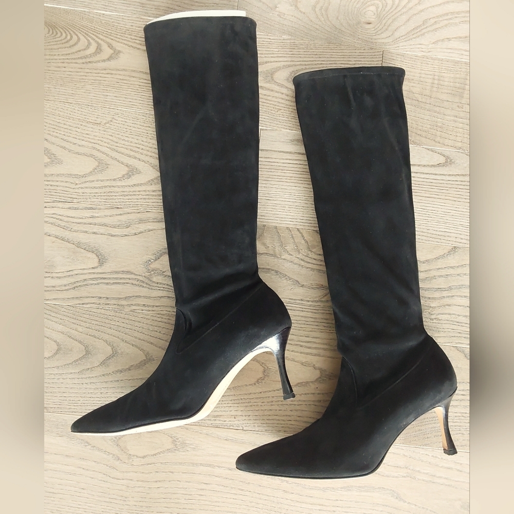 Manolo Blahnik Black Suede Boot (37.5)